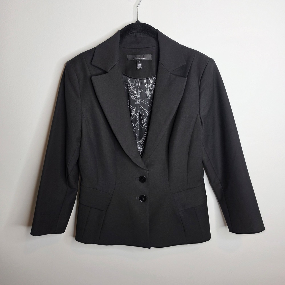 White House Black Market Blazer Womens 6 Black Two-Button Career Jacket